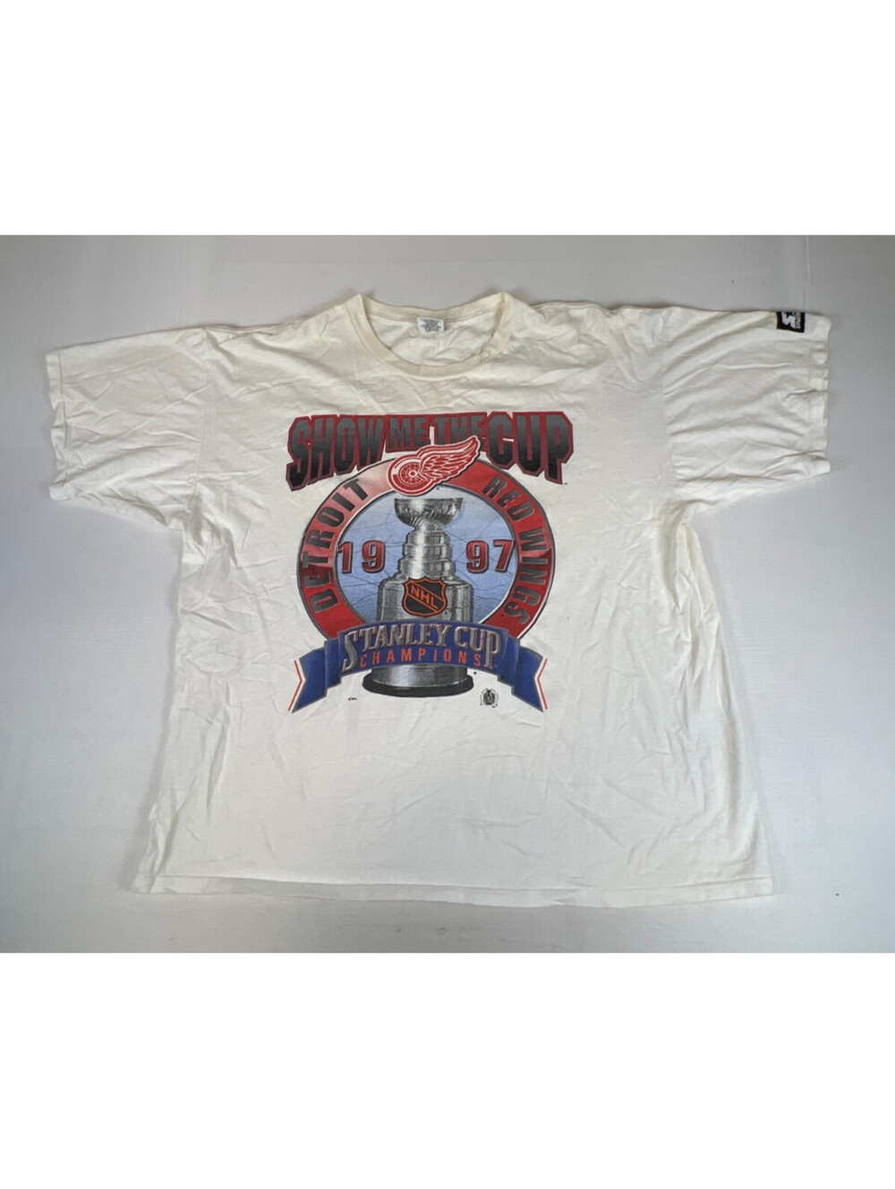 Starter 1997 Detroit Red Wings Stanley Cup Champions Men's XL White T-Shirt USA